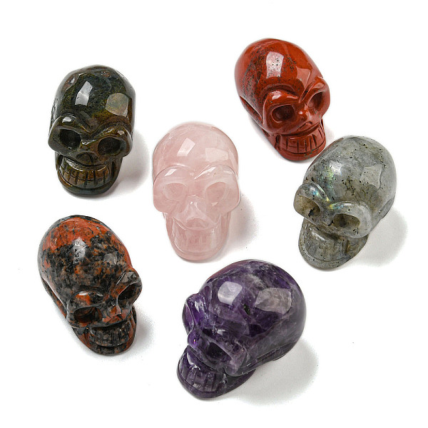 Halloween Natural Gemstone Skull Figurines