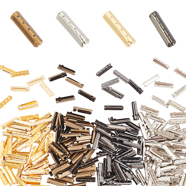 

PandaHall 240Pcs 4 Colors DIY Shoelaces Head Repair, Shoelace Metal Tips, Mixed Color, 23x4x6.5mm, Hole: 1mm, Inner: 4mm Brass Others