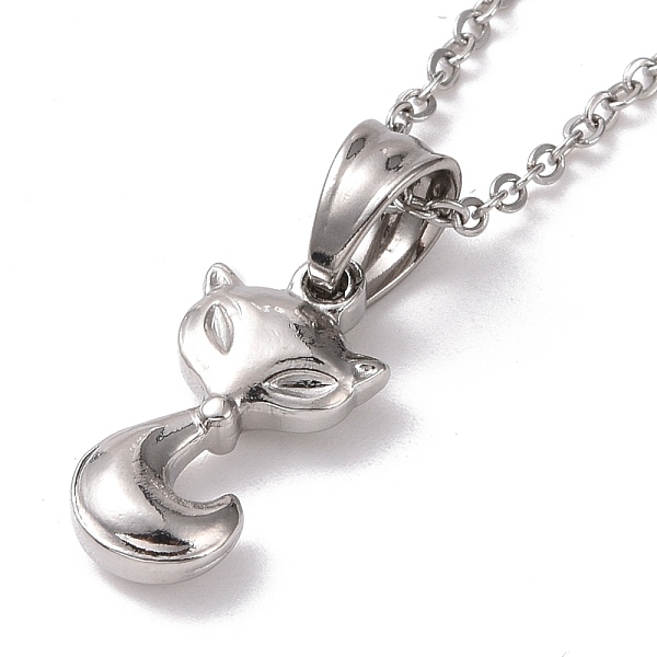 

PandaHall 304 Stainless Steel Fox Pendant Necklace for Women, Stainless Steel Color, 19.69 inch(50cm) 304 Stainless Steel