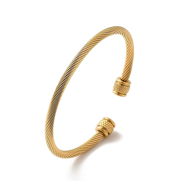

PandaHall Ion Plating(IP) 304 Stainless Steel Cuff Bangles, Torque Bangles, Golden, Inner Diameter: 2-1/2x2-1/8 inch(6.25x5.3cm) 304...