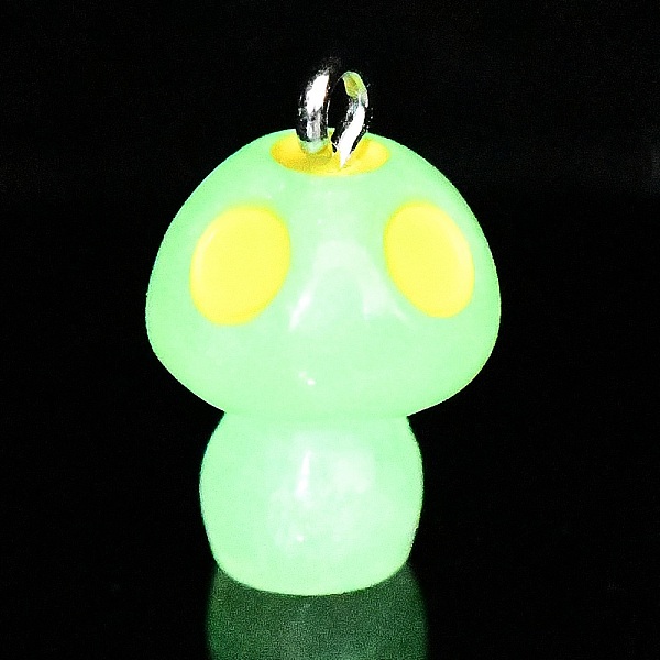 

PandaHall Spray Painted Luminous Resin Pendants, Mushroom Charm, with Glitter Powder and Platinum Tone Iron Loops, Gold, 21.5x13.5mm, Hole...
