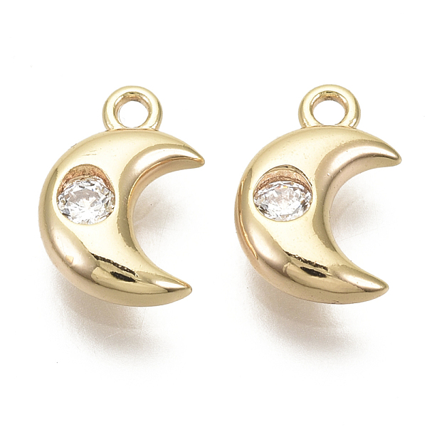 

PandaHall Brass Micro Pave Cubic Zirconia Charms, Moon, Nickel Free, Real 18K Gold Plated, Clear, 10x7x2.5mm, Hole: 1mm Brass+Cubic Zirconia...