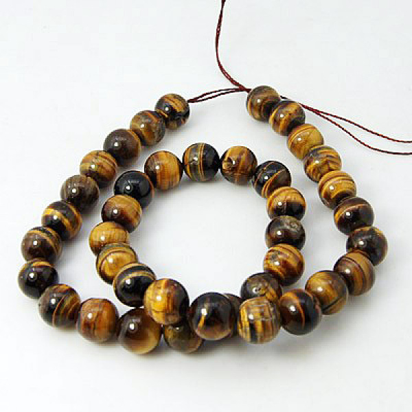 

PandaHall Natural Tiger Eye Beads Strands, Grade A, Round, Goldenrod, 12mm Tiger Eye Round Gold