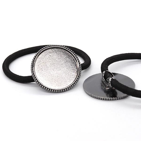 

PandaHall Zinc Alloy Cabochon Settings, Hair Ties Findings, Flat Round, Gunmetal, Tray: 25mm, about 10pcs/bag Alloy