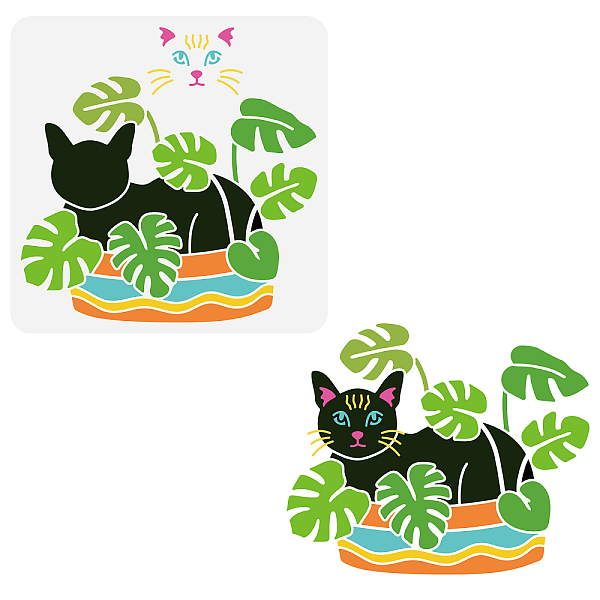 

PandaHall FINGERINSPIRE Potted Plant Cat Painting Stencil 11.8x11.8inch Reusable Cat Face Drawing Template Potted Plant Plastic Stencil...
