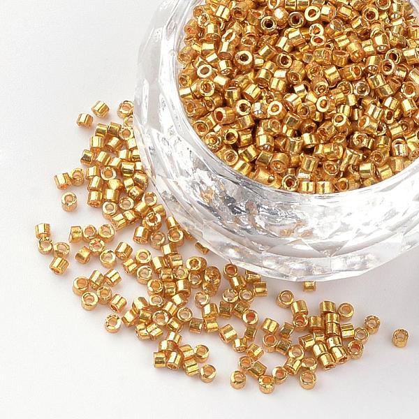 

PandaHall Plated Glass Bugle Beads, Goldenrod, 1~2x1.5~2mm, Hole: 0.5mm, about 100g/bag Glass Gold