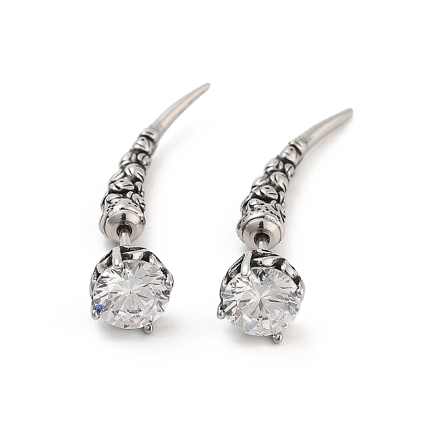 

PandaHall Rose Flower 316 Surgical Stainless Steel Pave Cubic Zirconia Ear False Plugs for Women, Antique Silver, White, 7.5x7mm 316...
