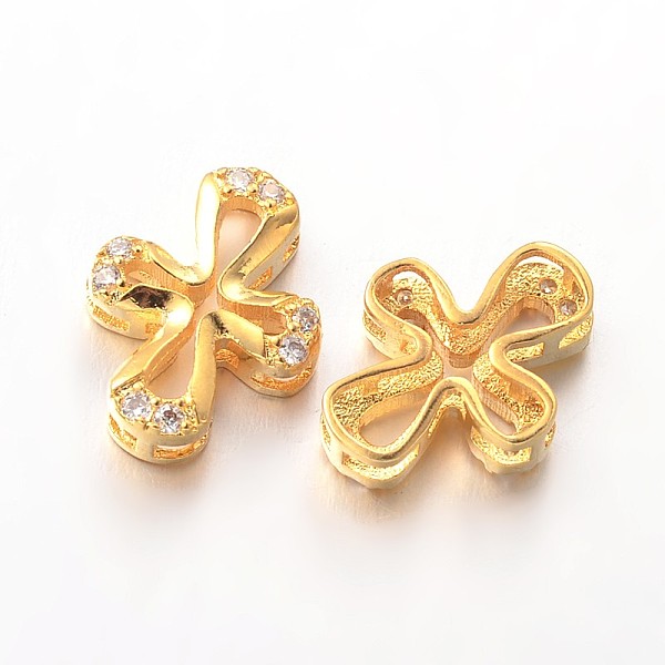 

PandaHall Cross Brass Micro Pave Cubic Zirconia Beads, Lead Free & Nickel Free, Golden, 15x12x4mm, Hole: 2x4mm Brass+Cubic Zirconia Cross