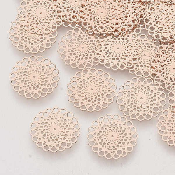 

PandaHall Brass Filigree Joiners Links, Etched Metal Embellishments, Long-Lasting Plated, Flower, Rose Gold, 13x0.3mm, Hole: 1.2mm Brass...