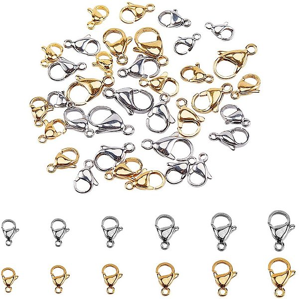 

PandaHall 60 pcs 304 Stainless Steel Lobster Claw Clasps for Jewelry Making Findings,Gloden And Stainless Steel ColorMixed size 304...