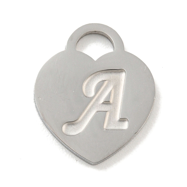

PandaHall 304 Stainless Steel Pendants, Laser Cut, Heart with Letter Charm, Stainless Steel Color, Letter A, 15x12x1mm, Hole: 3x3.5mm 304...