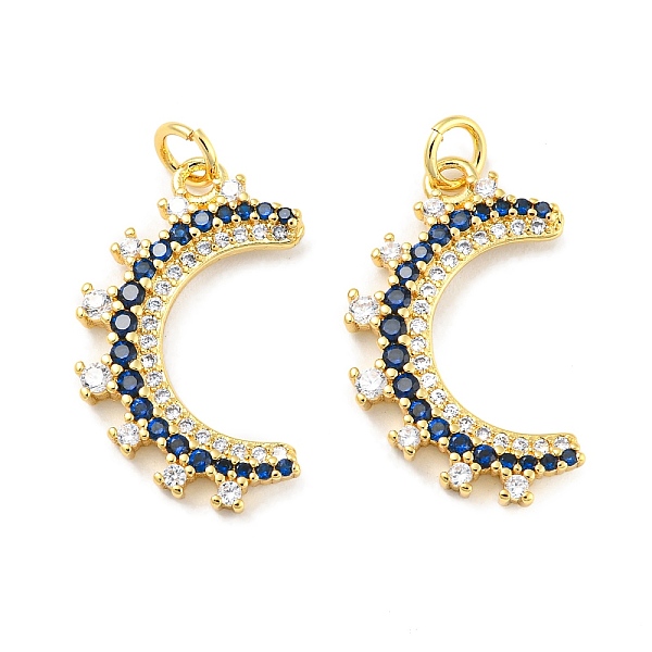 

PandaHall Rack Plating Brass Micro Pave Cubic Zirconia Pendants, with Jump Ring, Long-Lasting Plated, Lead Free & Cadmium Free, Moon Charm..., Blue