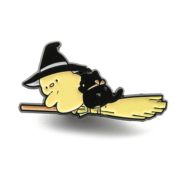

PandaHall Animal Magician on the Broom Enamel Pins, Black Alloy Brooches for Backpack Clothes, Duck, 16x32x1.5mm Alloy+Enamel Duck