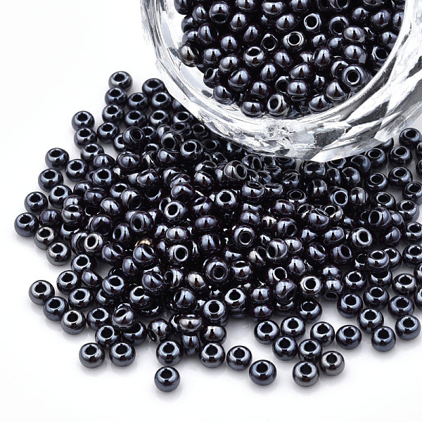 

PandaHall 8/0 Czech Opaque Glass Seed Beads, Lustered, Round, Indigo, 3x2mm, Hole: 1mm, about 500g/bag Czech Glass Purple