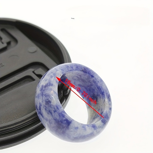 

PandaHall Natural Blue Spot Jasper Plain Band Rings Blue Spot Jasper Flat