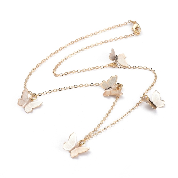 

PandaHall Brass Butterfly Pendant Necklaces, with Cable Chains and Lobster Claw Clasps, Real 18K Gold Plated, 15.94 inch(40.5cm) Brass