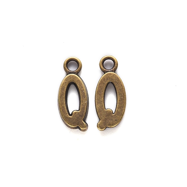 

PandaHall Tibetan Style Alloy Pendants, Cadmium Free & Nickel Free & Lead Free, Letter Q, Q: 17x7x2mm, Hole: 2mm Alloy Letter