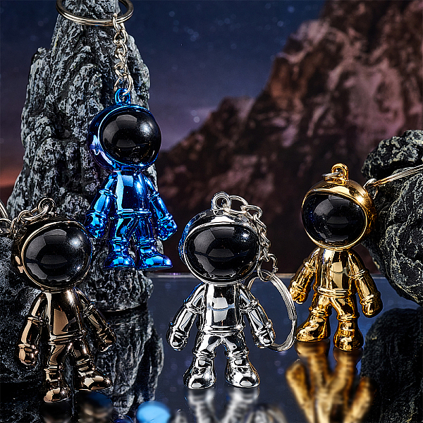 

PandaHall 4Pcs 4 Colors Plastic Astronaut Keychains, Electroplated, with Iron Key Rings, Mixed Color, 10.3cm, 1pc/color Plastic Human..., Multicolor