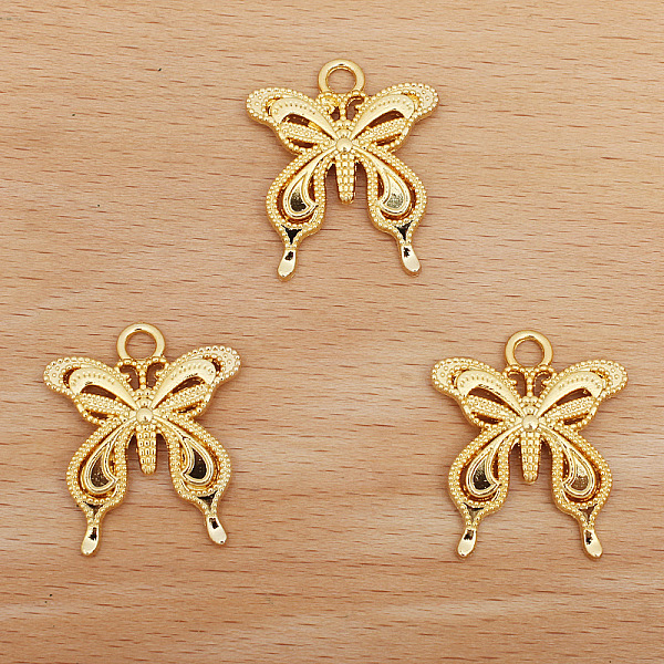 

PandaHall Alloy Pendants, Butterfly Charms, Golden, 28x24mm Alloy Butterfly
