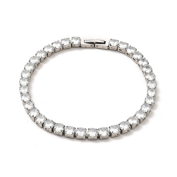 

PandaHall Clear Cubic Zirconia Tennis Bracelet, 304 Stainless Steel Link Chain Bracelet for Women, Stainless Steel Color, 8-3/8 inch(21.3cm)...