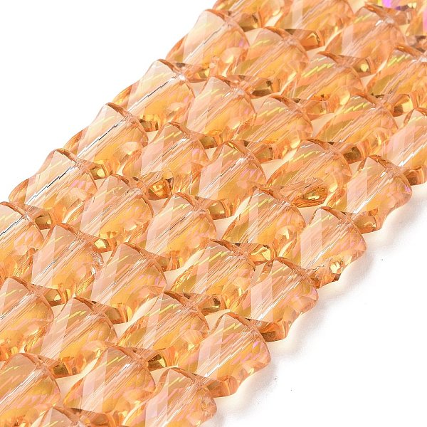 

PandaHall Faceted Electroplated Transparent Glass Beads Strands, Half Rainbow Plated, Twist Rectangle, Saddle Brown, 10x8x5mm, Hole: 1.5mm...