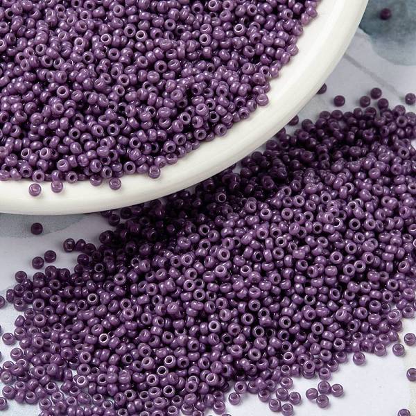 

PandaHall MIYUKI Round Rocailles Beads, Japanese Seed Beads, (RR4490) Duracoat Dyed Opaque Anemone, 15/0, 1.5mm, Hole: 0.7mm, about..., Purple