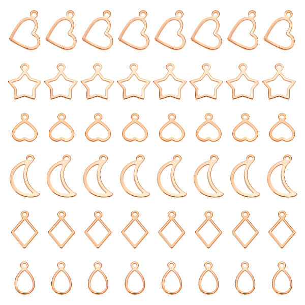 

PandaHall 120Pcs 6 Style 304 Stainless Steel Charms, Stamping Blank Tag, Mixed Shapes, Rose Gold, 10~14x7~14x0.8~1mm, Hole: 1mm...