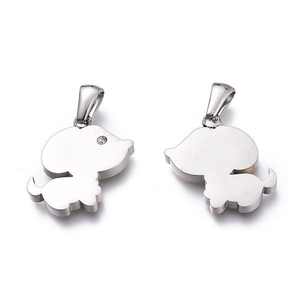 

PandaHall 304 Stainless Steel Pet Pendants, with Crystal Rhinestone, Manual Polishing, Dog, Stainless Steel Color, 19x19x3mm, Hole..., Clear