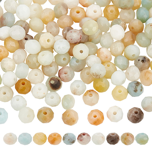 

PandaHall ARRICRAFT 1 Strand Natural Flower Amazonite Beads Strands, Faceted, Rondelle, 4x3mm, Hole: 0.8mm, about 126pcs/strand, 15.16 inch...