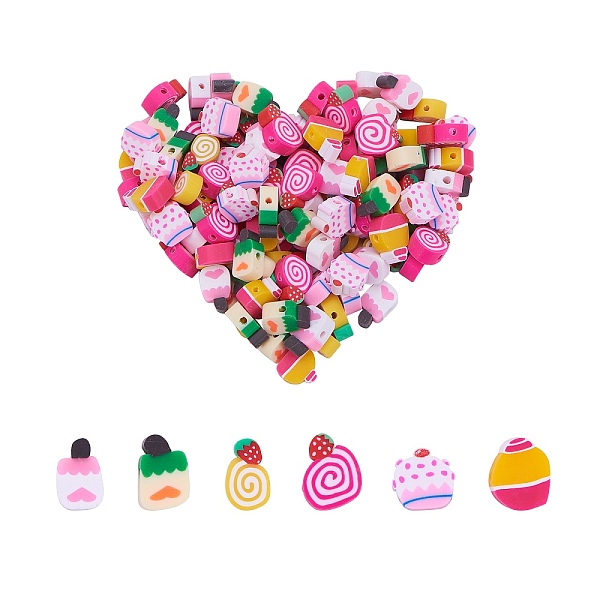 

PandaHall 420Pcs 6 Styles Handmade Polymer Clay Beads, Cake & Ice Cream, Mixed Color, 9~10x7~10x4mm, Hole: 1.6mm, 70pcs/style Polymer Clay..., Multicolor