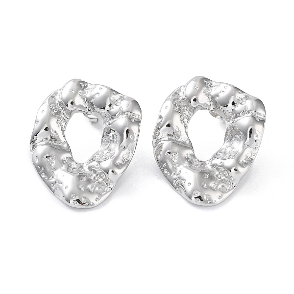 

PandaHall 304 Stainless Steel Stud Earrings, Twist Donut, Stainless Steel Color, 31x25.5mm 304 Stainless Steel Donut