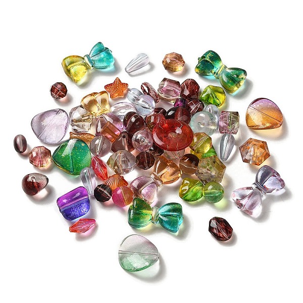 

PandaHall Transparent Acrylic Beads, Mixed Shapes, 10~21.5x11~30x5~11.5mm, Hole: 1.2~2.7mm, about 375pcs/500g Acrylic Mixed Shapes