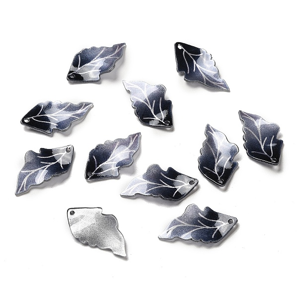 

PandaHall Acrylic Pendants, Leaf, Midnight Blue, 26~27x14~15x2~3mm, Hole: 1~1.4mm Acrylic Leaf
