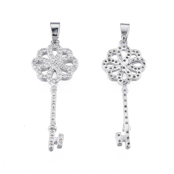 

PandaHall Brass Micro Pave Clear Cubic Zirconia Pendants, Nickel Free, Key, Platinum, 33x12x2mm, Hole: 2.5x5mm Brass+Cubic Zirconia Key...