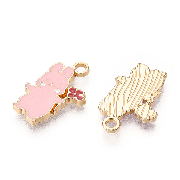 

PandaHall Alloy Enamel Pendants, Cadmium Free & Lead Free, Rabbit, Light Gold, Pink, 20.5x12.5x2mm, Hole: 1.8mm Alloy+Enamel Rabbit Pink