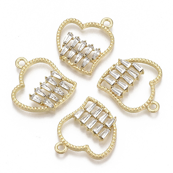 PandaHall Alloy Pendants, with Clear Glass, Heart, Light Gold, 22x20.5x3mm, Hole: 2mm Alloy+Glass Heart Clear