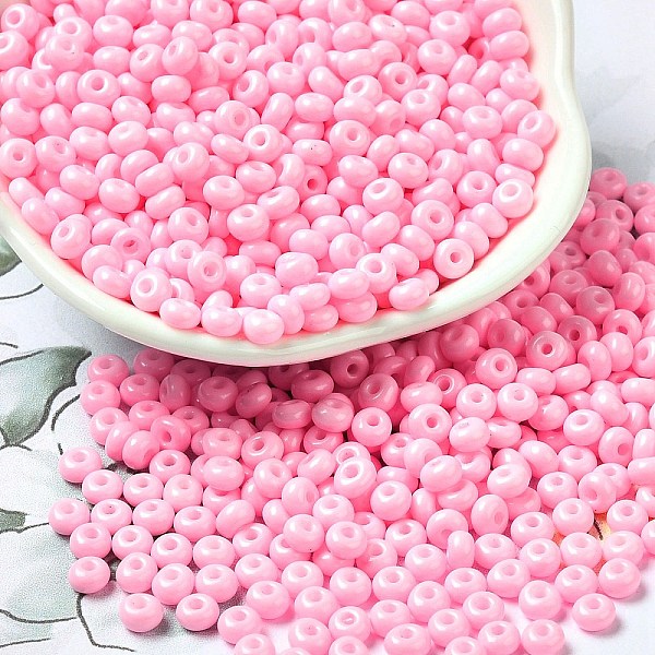 

PandaHall Baking Paint Glass Seed Beads, Donut, Hot Pink, 4x2.5mm, Hole: 1mm, about 6205pcs/pound Glass Donut