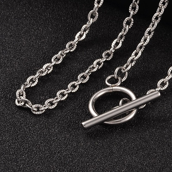 

PandaHall 304 Stainless Steel Cable Chain Necklaces, with Toggle Clasps, Stainless Steel Color, 16.9 inch(43cm) 304 Stainless Steel