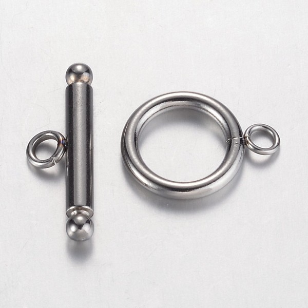 

PandaHall 304 Stainless Steel Toggle Clasps, Ring, Stainless Steel Color, Ring: 17x13x2mm, Hole: 2mm, Bar: 22x7x3mm, Hole: 2mm 304 Stainless...