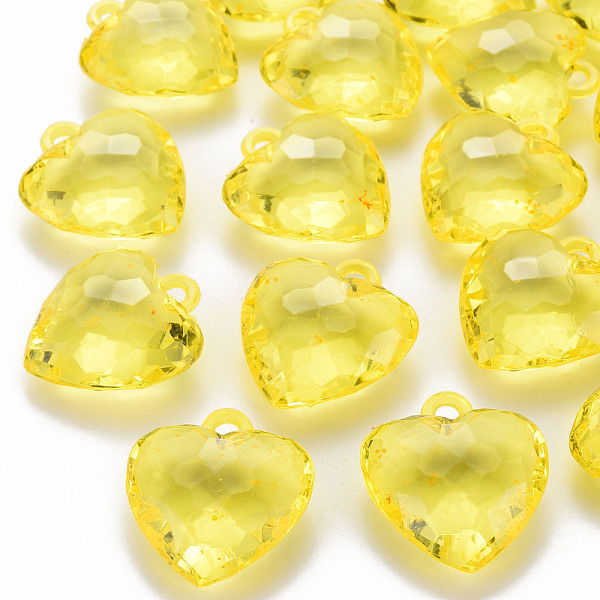 

PandaHall Transparent Acrylic Pendants, Faceted, Heart, Yellow, 31.5x29x12.5mm, Hole: 4mm, about 90pcs/500g Acrylic Heart Yellow