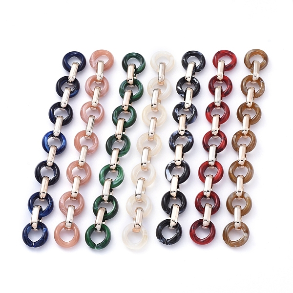 

PandaHall Transparent Acrylic Handmade Cable Chain, Flat Oval, Mixed Color, 18.5x11.5x4.5mm, about 39.37 inch(1m)/strand Acrylic Multicolor