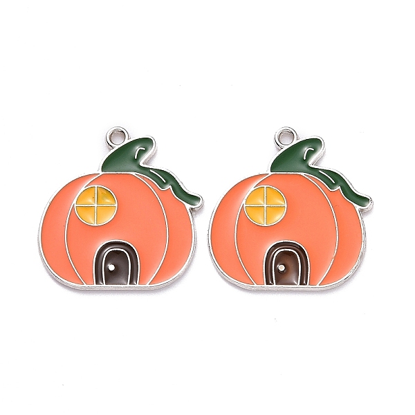 

PandaHall Autumn Theme Alloy Enamel Pendant, Pumpkin House, Platinum, 20.5x20x1mm, Hole: 1.4mm Alloy+Enamel Pumpkin