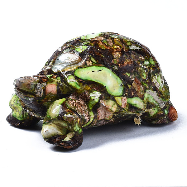 

PandaHall Tortoise Assembled Natural Bronzite & Synthetic Imperial Jasper Model Ornament, for Desk Home Display Decorations, Light Green...