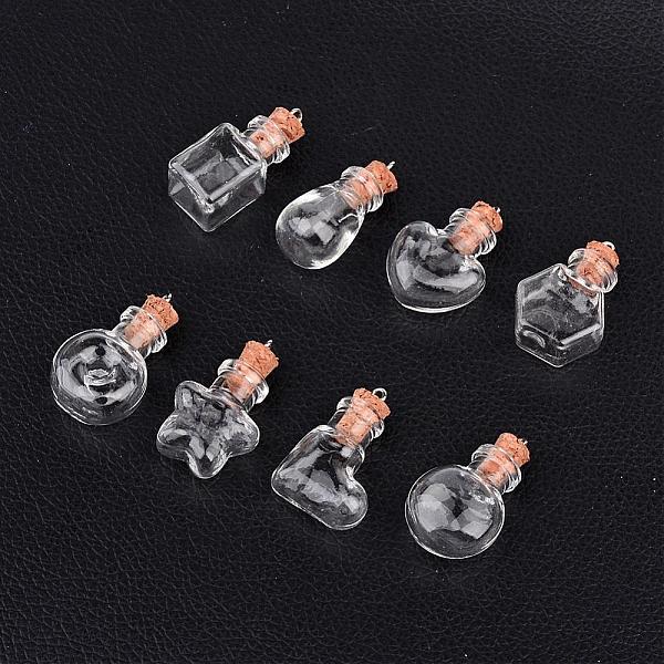 

PandaHall Mixed Shapes Glass Bottle Pendants, with Platinum Tone Iron Findings, Clear, 31~33x15~26x11~15mm, Hole: 2mm, Bottle Capacity...