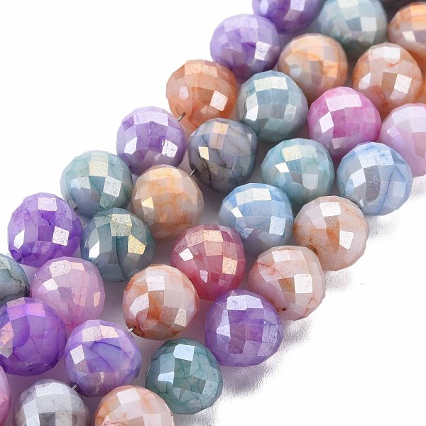 

PandaHall Opaque Baking Painted Crackle Glass Beads Strands, Faceted, AB Color Plated, Teardrop, Colorful, 8x7~8mm, Hole: 1.2mm, about...