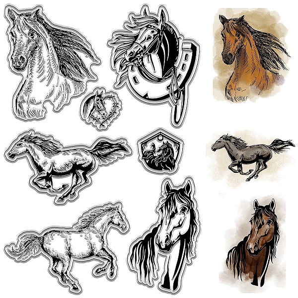 

PandaHall Custom PVC Plastic Clear Stamps, for DIY Scrapbooking, Photo Album Decorative, Cards Making, Stamp Sheets, Film Frame, Horse...
