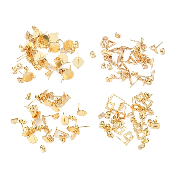 

PandaHall Beebeecraft 80Pcs 4 Style 201 & 304 Stainless Steel Stud Earring Findings, with 304 Stainless Steel Pins & Horizontal Loops, Oval...