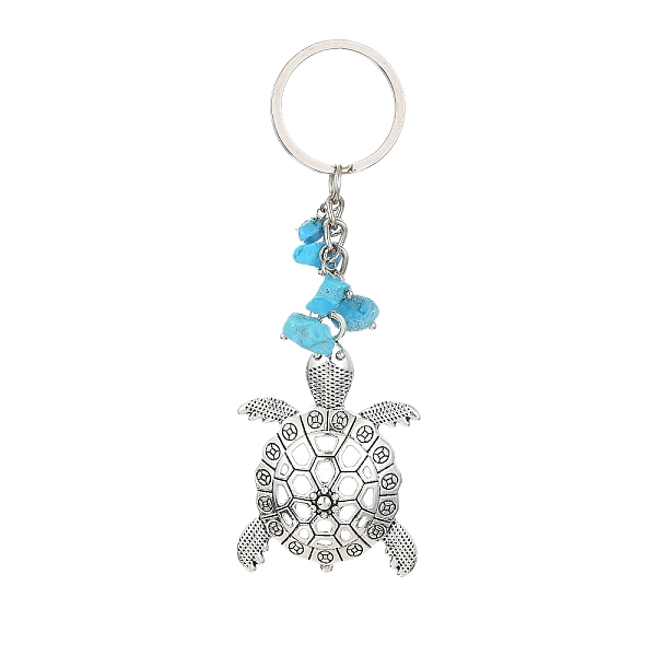 

PandaHall Alloy Pendant Keychains, with Iron Keychain Ring and Synthetic Turquoise Chip, Tortoise, 11.1cm Synthetic Turquoise Tortoise