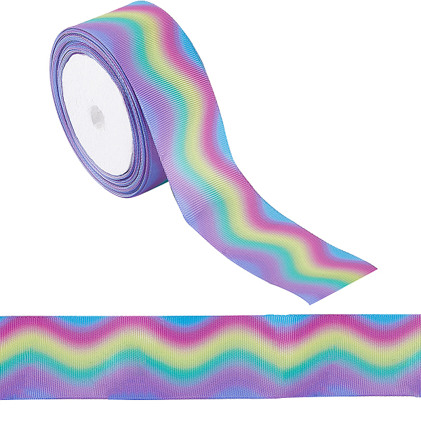 

PandaHall 10M Gradient Color Polyester Grosgrain Ribbon, Wavy Stripe Ribbon, Clothes Accessories, Flat, Colorful, 1-1/2 inch(38mm), about...