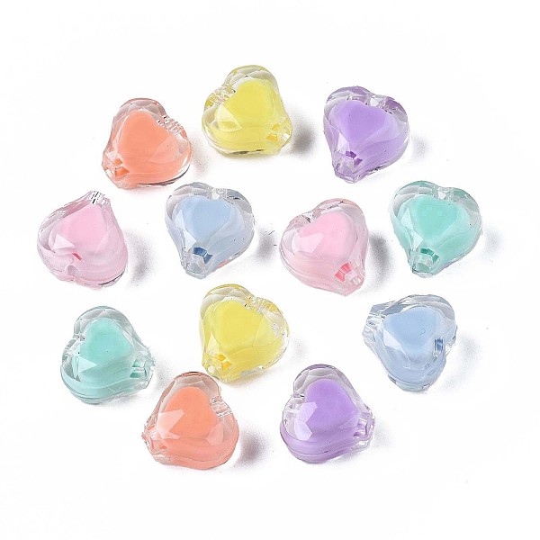 

PandaHall Transparent Acrylic Beads, Bead in Bead, Heart, Mixed Color, 11x11.5x8mm, Hole: 2mm Acrylic Heart Multicolor